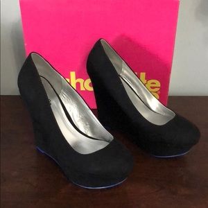 Black Suede Wedge Pump